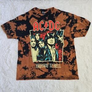AC/DC Highway To Hell Album Cover Tie Dye Graphic Band Tee XL
